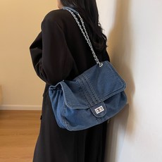 ANYOU 여자가방 데님 빈티지 체인숄더백 쇼퍼백