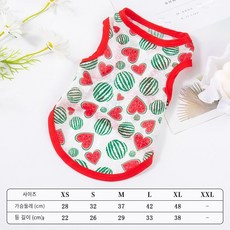개 옷 봄과 여름 바닥 셔츠 애완 동물 고양이 얇은 안티 헤어, 큰 수박 선 스크린 셔츠, S((1.50 kg-2.50kg 은 가슴 둘레 및 등, 1개