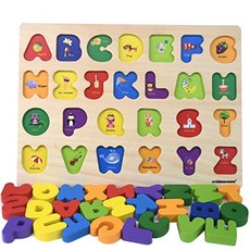 NMT Gybber & Mumu 알파벳 블록 다채로운 지그 소크 블록 보드 나무 ABC 글자 퍼즐 - P051906XDPYLYC7, 기본