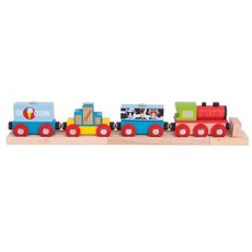 Bigjigs Rail Wooden Goods 기차 장난감 3개의 마차 및 탈착식 화물이 있는 나무 트랙 피스 2개 버퍼 포함 대부분의 목재 세트와 호환 가능 1318988 - 빅지그스