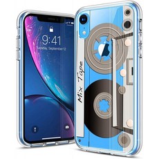 아이폰용 코코몽 XR 6.1" 클리어 폰 케이스 리트로 카세트 테이프 디자인된 아이폰용 플렉시블 TPU 보호 커버 XR 안티 드롭-크, 단일옵션