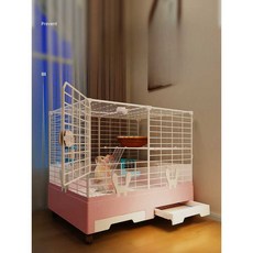  기니피그 토끼집 은신처 울타리 사육장 토끼장, 화이트 2층 + 4종 세트 