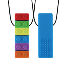 Whohh 5PCS 씹는 목걸이 아기 실리콘 Teether 자폐증 감각 씹는 치료 도구 어린이, Blue