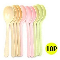 신우 그린 컬러 스푼10P (플라스틱 다회용 수저 숟가락, 10개, 1세트