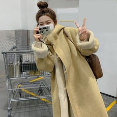 여성 오버핏 스웨이드 뽀글이 플리스 롱 트렌치코트 보온 좋음 기모 후드 떡볶이코트 롱 무스탕 점퍼 캐시미어코트 CX24111301 56
