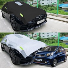뉴모닝 자동차커버 덮개 성에방지 반커버, 실버 1호