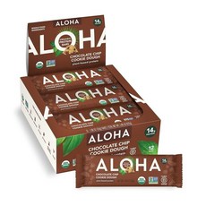 1+1 ALOHA 식물 기반 단백질 바 초콜릿 칩 쿠키 도우 12개 1.9oz 비건 스낵 저당 글루텐 프리, 2개