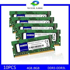 노트북 메모리 램 DDR3 DDR3L 2GB 4GB 8GB PC3 1.5V 1333 1600 1866Mhz PC3L 10600 12800 14900 SODIMM 204 핀 휴대용, [02] 10X2GB 1600MHz 1.35V, 1개