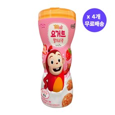 프로엠 코코몽 까까 요거트 딸기스낵 통 50g x 4개 / 국산 딸기 5종 혼합유산균 아이과자 아기간식 유치원간식 어린이집간식