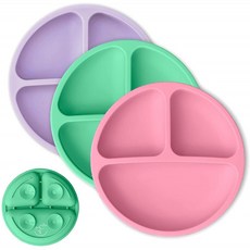 흡수가 있는 히피포타무스 토들러 플레이트 - 아기 플레이트 - 100% 실리콘 분할 플레이트 - BPA 프리 - 마이크로파 안전 디스, 단일옵션, 단일옵션