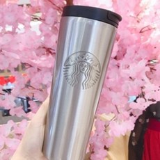 스타벅스 에치드 블랙 텀블러 473ml, 실버