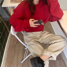 스웨터 여성 솔리드 루즈 o-넥 긴 소매 캐주얼 올 매치 한국 스타일 학생 심플 시크 트렌디 크롭 BF