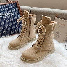 끈부츠 워커부츠 트렌드 INS 겨울 가을 보온 기모 융 스프머그 슈즈 어텀 무드 미들, 36