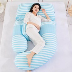 임산부 용 베개 허리 보호대 측면 수면 베개 다기능 U 자형 베개 배 리프트 수면 인공물 베개 임신 측면 수면 용품, 18. 색상 분류: 유럽 I 급 산모 및 유아 A 형 직물 이중 표준 아이티 블루 스트립