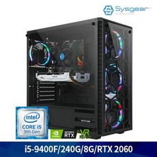 시스기어 시스기어 인텔 코어 i5 9400F/RTX 2060/8G 240G 게이밍 PC GT946R, 상세 설명 참조