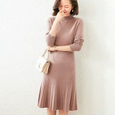 캐시미어 울 100 롱니트 가을겨울 반폴라 원피스 보웬 골지니트 홀가 플리츠 결혼식하객