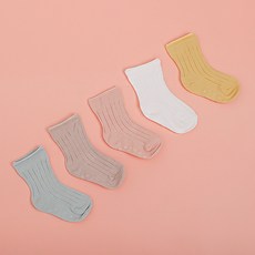 [3시당일출고] 국산 아동용 중목 골지 양말 5족 세트