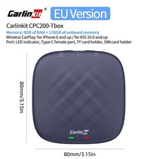 카플레이 미니 무선 Carlinkit CPC200Tbox 스마트 박스 안드로이드 130 AI TV 자동 와이파이 24 5G 지능형 모듈 8 128GB 4 64GB, 4.EU 128G