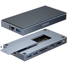 오리코 9in1 NVMe SSD 독 맥북 도킹스테이션 포트확장 PD 100W RJ45 HDMI TF/SD USB3.1 3.5mm 오디오 잭