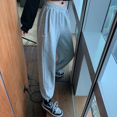 트레이닝 바지 여 하이웨스트 와이드 팬츠 처진 느낌 루즈핏 슬랙스 가을 코디 캐주얼 바지