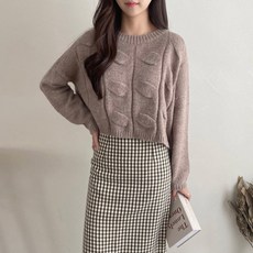루즈핏 크롭 울 알파카 니트티 봄 가을 데일리룩 오피스룩
