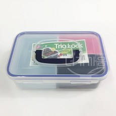 칸막이 나눔반찬통 직사각 3칸 사각 찬합 분리형 도시락 플라스틱반찬통 코미코모, 1개