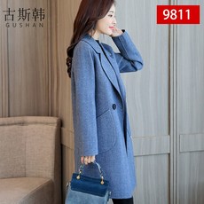 겨울 해링본 모직코트 여성 하프기장 뚱뚱한 이쁜이 빅사이즈 슬림핏 양털 재료 뱃살커버