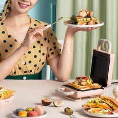 kirahosi 스페셜 다용도 조식기 와플 토스트 가정용 미니오븐 소형 휴대용 제빵기 아침 식사 32 M +덧신 증정 DP566ue5, 그린  세트
