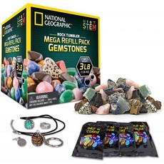 발굴 NATIONAL GEOGRAPHIC Rock Tumbler Mega Refill Kit - 타이거 아이 자수정 &amp; 쿼츠 포함 9개 품종의 3lbs Gemstones