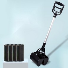 풉백 집게 개똥받이 배변 개똥삽 내구성 높은 70cm 긴 반자동 집게, 집게+봉투80개, 1개