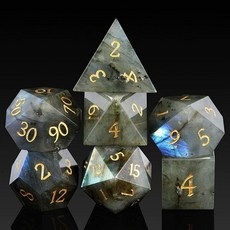 DNDND 260553 무지개 유리 주사위 세트 7피스 다면체 DND 던전 및 드래곤 D&D 테이블 탑 게임을 위한 훌륭한 선물 상자 포함 투명, 래브라도라이트