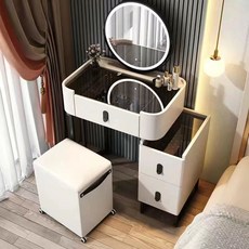 MONTHERIA 다용도 화장대 수납화장대세트 거울 포함+의자 A598-18, 70cm, 흰색