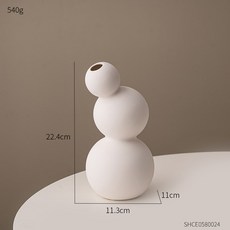 정원장식 사랑스러운 북유럽 스타일 세라믹 꽃병 홈 데코 장식 방 사무실 흰색 화분, 03 Height 22.4cm