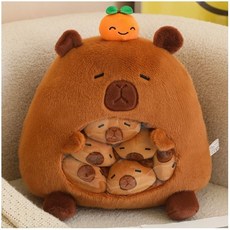 더이버 카피바라 쿠션 미니 인형 분리가능, 브라운
