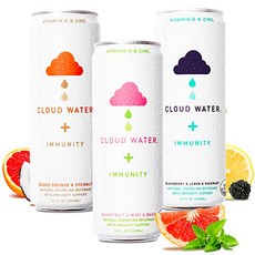 Organic Infused Sparkling Water with Immunity Support by Cloud Water - 12-Pack Variety Pack - Low