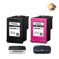 삼성 SL-J1770FW 잉크 복합기 프린터 호환, 2개입, M180 C180 검정 컬러 잉크 묶음 세트