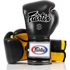 Fairtex BGV9 Muay Thai for Professional Boxers & Trainers | Mexican Style Glove Hard Hitters MMA M, Black/Yellow/Blk Piping, 18 oz