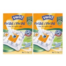 Swirl PH86 PH96 독일 스월 필립스 AEG Electrolux 진공청소기용 먼지봉투 4매 x 2팩, 2개