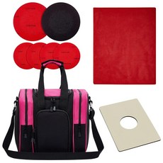 Wettarn 볼링 액세서리 핑크 볼 백 싱글 슈즈용 토트 홀더 클리너 타월 샌딩 패드 여성 남성용, Rose Red