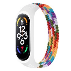 스페이스쉴드 미밴드7 호환 브레이드 솔로루프 11color 필름 1매 증정, 레인보우 M