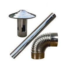 연통 화목난로 이중연통 70mm 60mm 스테인레스, 직경11.4CM스틸굴뚝길이-50cm