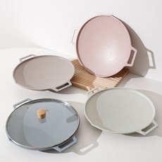 더홈스 티타늄 코팅 컬러 IH 그리들 세트 4color 그리들+유리뚜껑+손잡이 캠핑 가정용 가방별매 인덕션