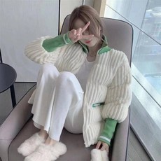 FANSYLI 여성 코듀로이 패딩 가을 겨울 다운 코트 10F