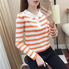 POLO 넥 셔츠 와이드 루즈핏 스웨터 티 여성 겨울 숏