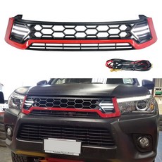 Hilux REVO TRD 용 레이싱 그릴 용으로 수정된 전면 범퍼 메쉬 커버 트림, [04] Chormed, 1개