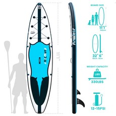 SUP 패들보드 공기주입식 서핑 보트 미꾸스, 만타 블루 (340/83/15cm)