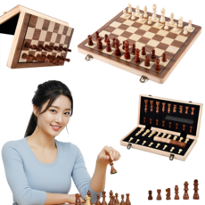 Kdo 원목 접이식 자석 체스판 세트 39 x 39cm, 1개 1개