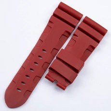 역류 향로 품질의 자연 실리콘 고무 스트랩 22mm 24mm 26mm 파네라이 시계 밴드에 적합 방수 밴드 도구, [08] Red, [02] 24mm, [01] Without Buckle, 1개
