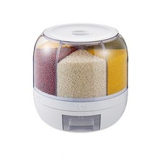  10kg 용량 주방 시리얼 저장 용기 회전식 밀봉 디스펜서, 밝은 회색 