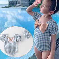 [앙디] O수영복 로직체크Set (OC152) / (수영복+수영모자)_(아동복 유아복 여아용 여름원피스 여아의류 시원한원피스 체크원피스 나시원피스 린넨원피스 수영복)